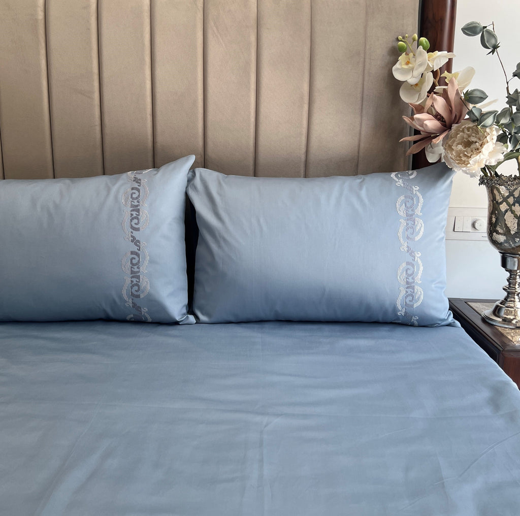 Sadyaska 600TC Cotton Diana Sea Blue Beyond Set 1 Pcs Bedsheet