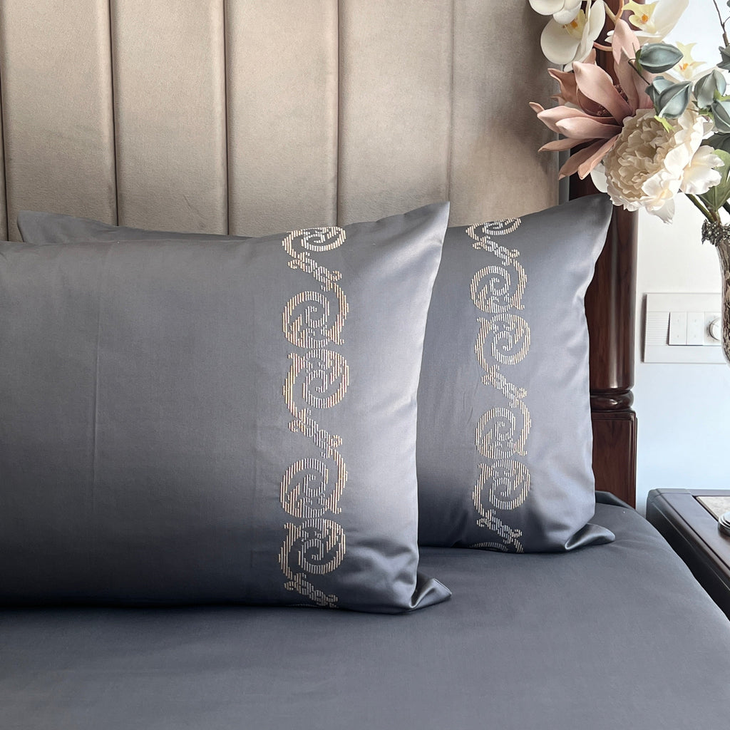 Sadyaska 600TC Cotton Diana Titanium Grey Beyond Set 1 Pcs Bedsheet