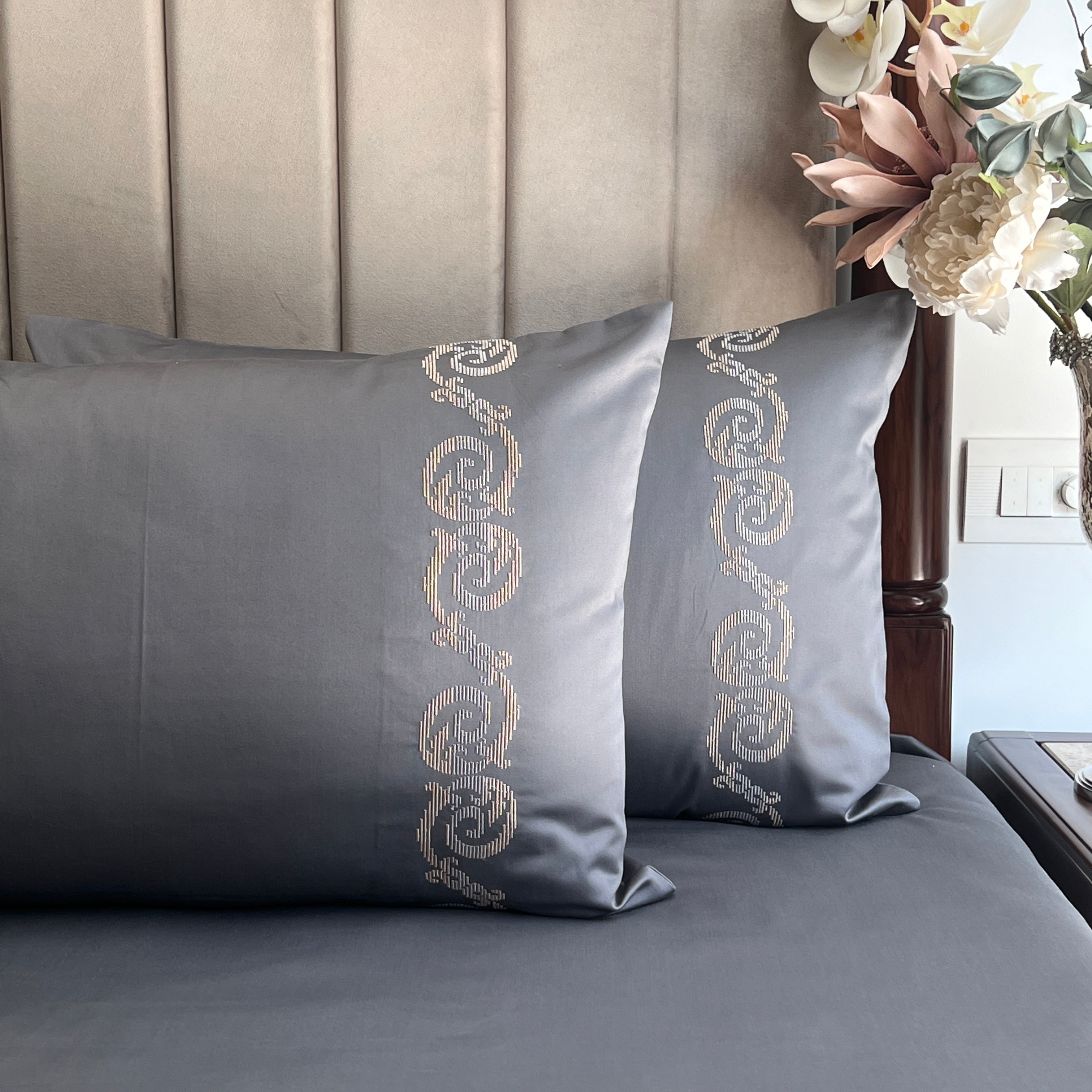 Sadyaska 600TC Cotton Diana Titanium Grey Beyond Set 1 Pcs Bedsheet