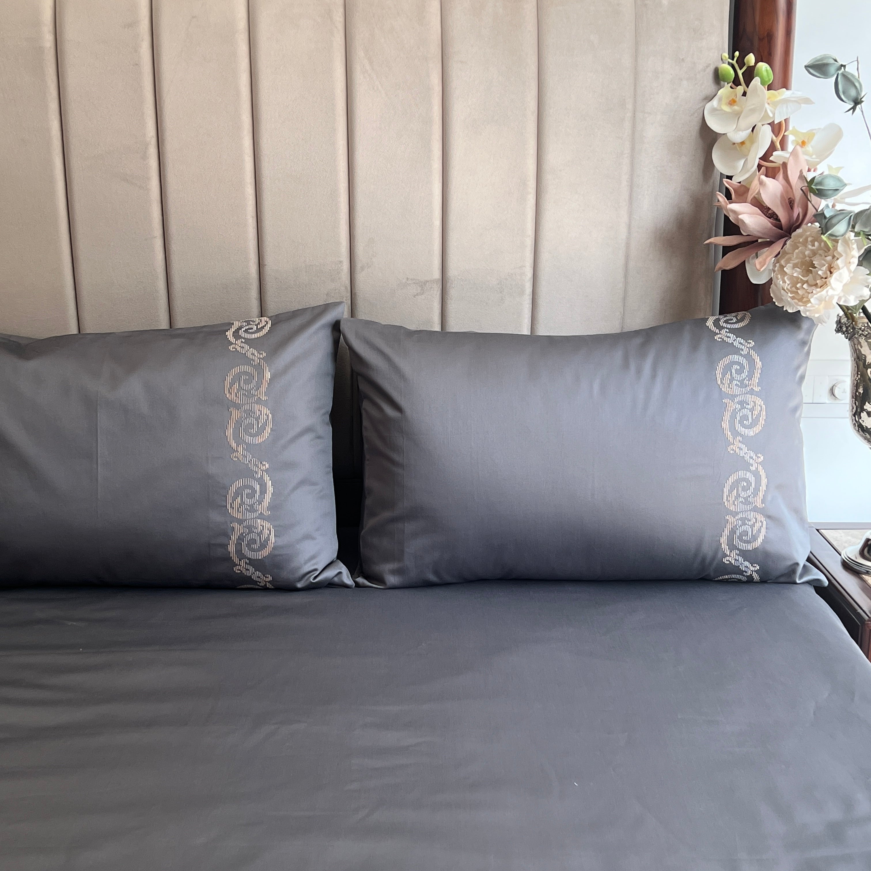 Sadyaska 600TC Cotton Diana Titanium Grey Beyond Set 1 Pcs Bedsheet