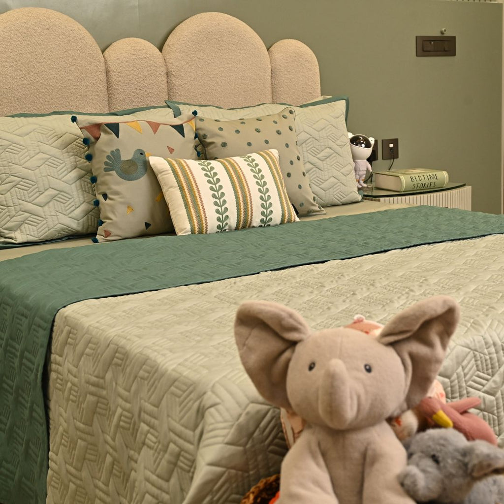 Sadyaska Quilted Sage Green and Turquoise Camille Reversible 1 Pcs Bedspread