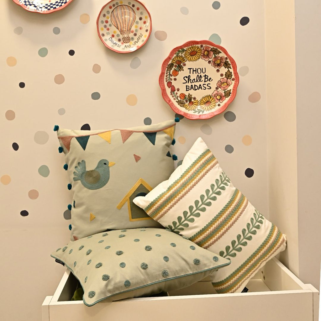 Sadyaska Dotty Dreams Sage Green and Turquoise Kids 9 Pcs Bedding Set