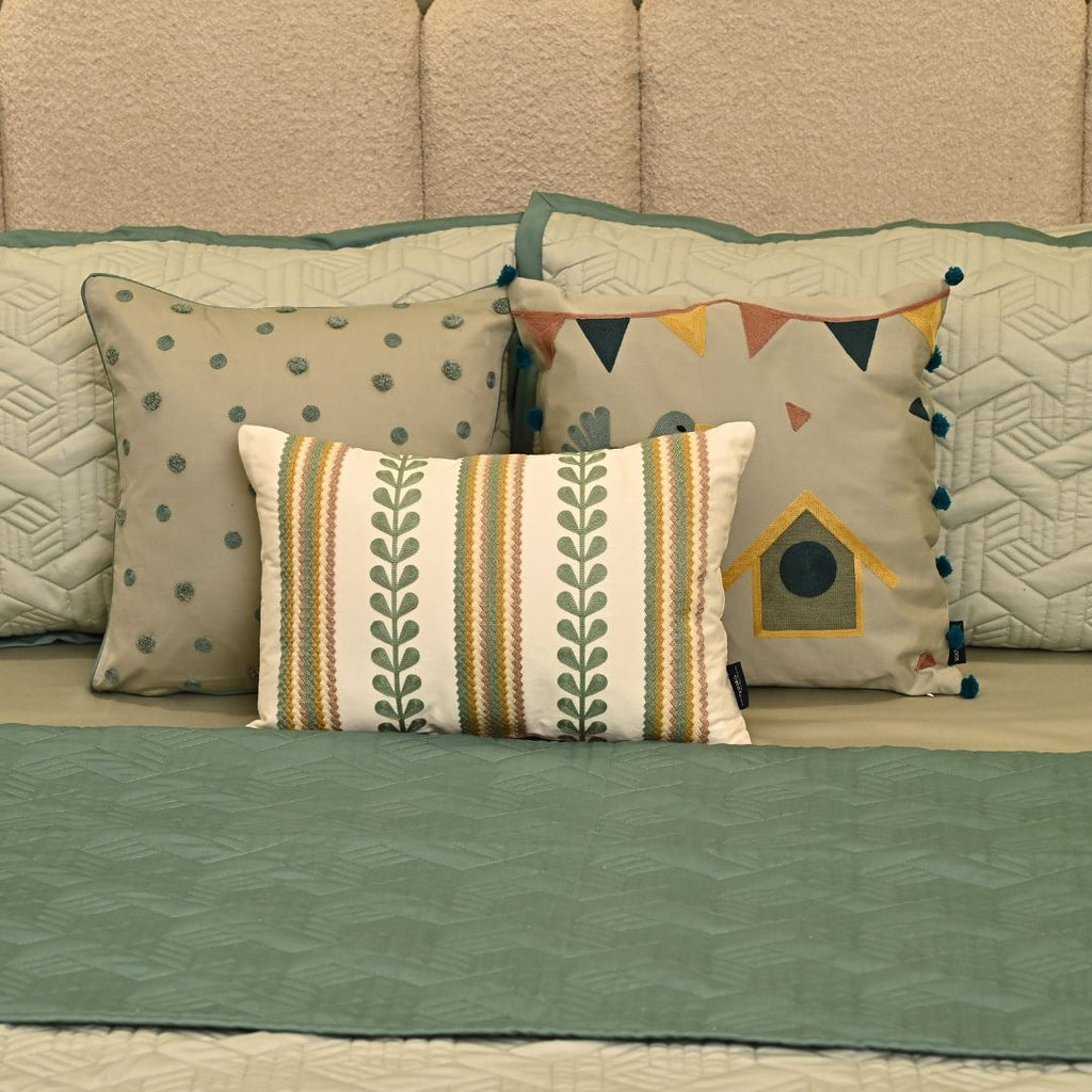 Sadyaska Dotty Dreams Sage Green and Turquoise Kids 9 Pcs Bedding Set