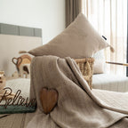 Sadyaska Evan Latte Woven Throw with s 1 Pcs Cushion Cover