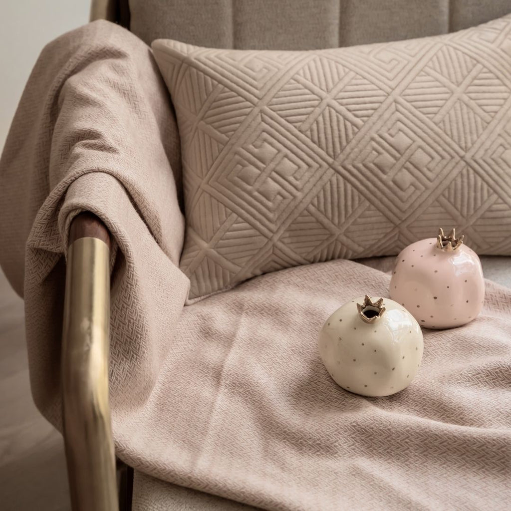 Sadyaska Evan Neutral Woven Throw with s 1 Pcs Cushion Cover