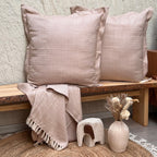 Sadyaska Evan Dusty Rose Woven Throw with s 1 Pcs Euro Sham