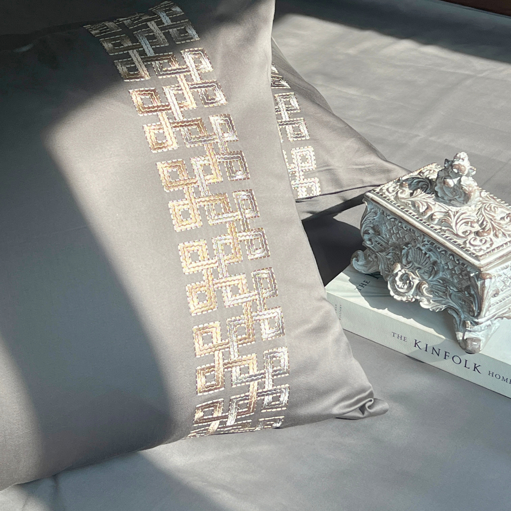 Sadyaska Evara Elephant Grey Embroidered s (Set of 2) 1 Pcs Pillow Cover