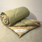 Sadyaska Forest Green and Sand 1000TC Cotton Rich Reversible Downfill 1 Pcs Quilt