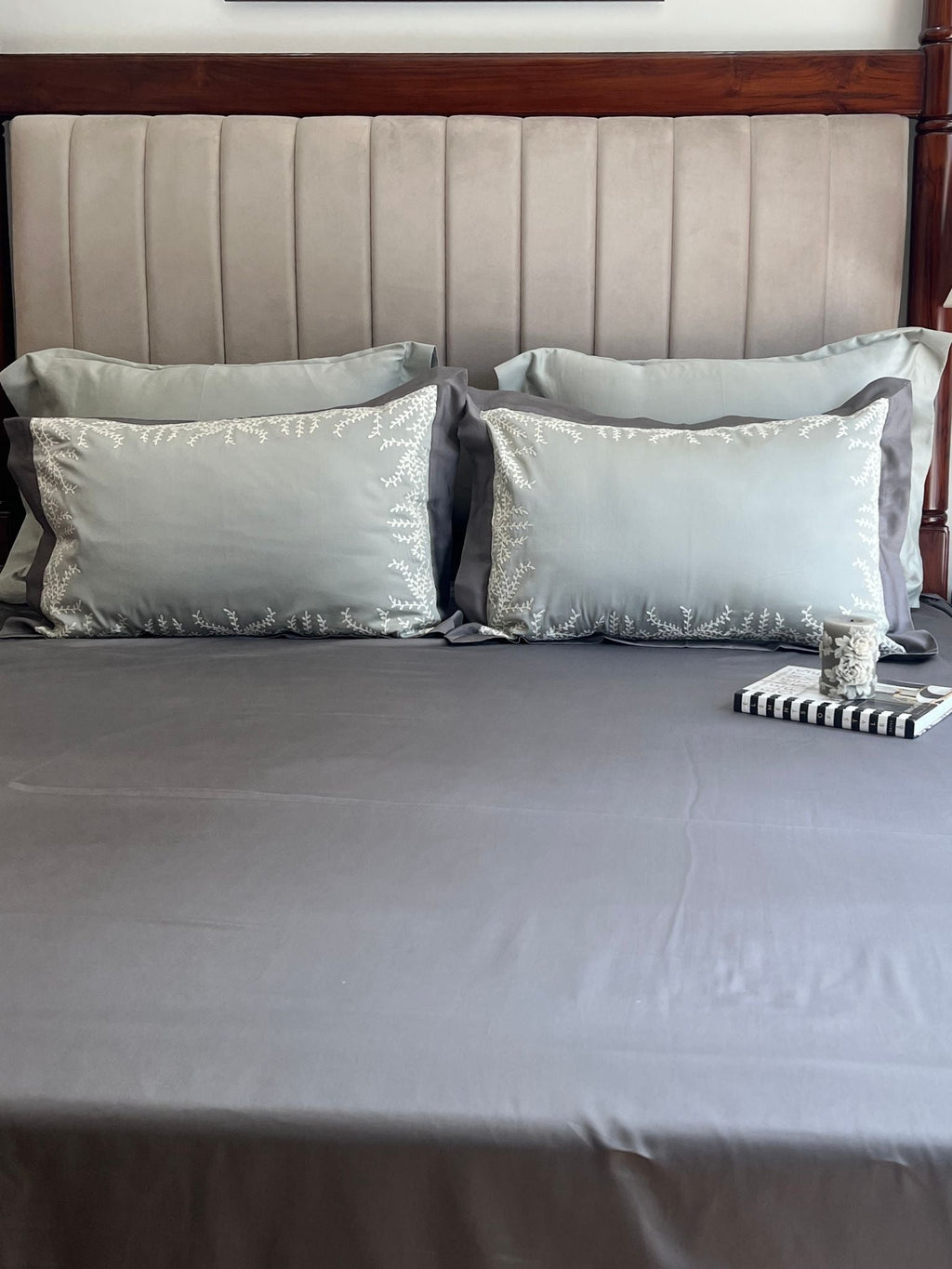 Sadyaska Faith Sage Green Elephant Grey Desire Cotton Set 5 Pcs Bedsheet