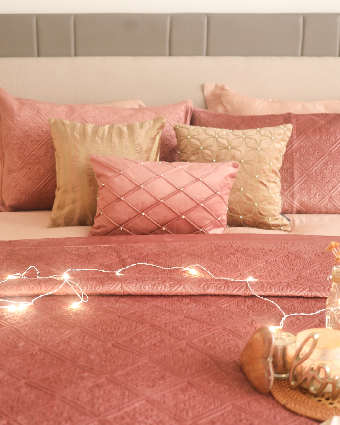 Sadyaska Fiona Blush Velvet Set 1 Pcs Bedspread