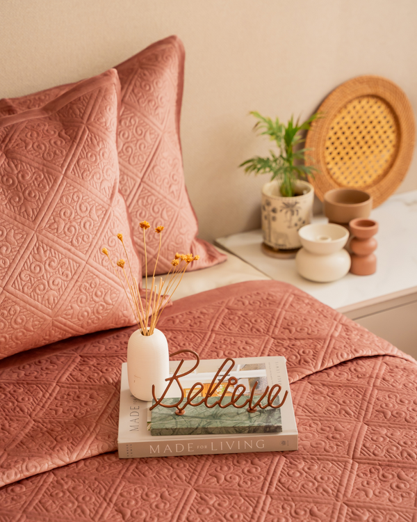 Sadyaska Fiona Blush Velvet Set 1 Pcs Bedspread