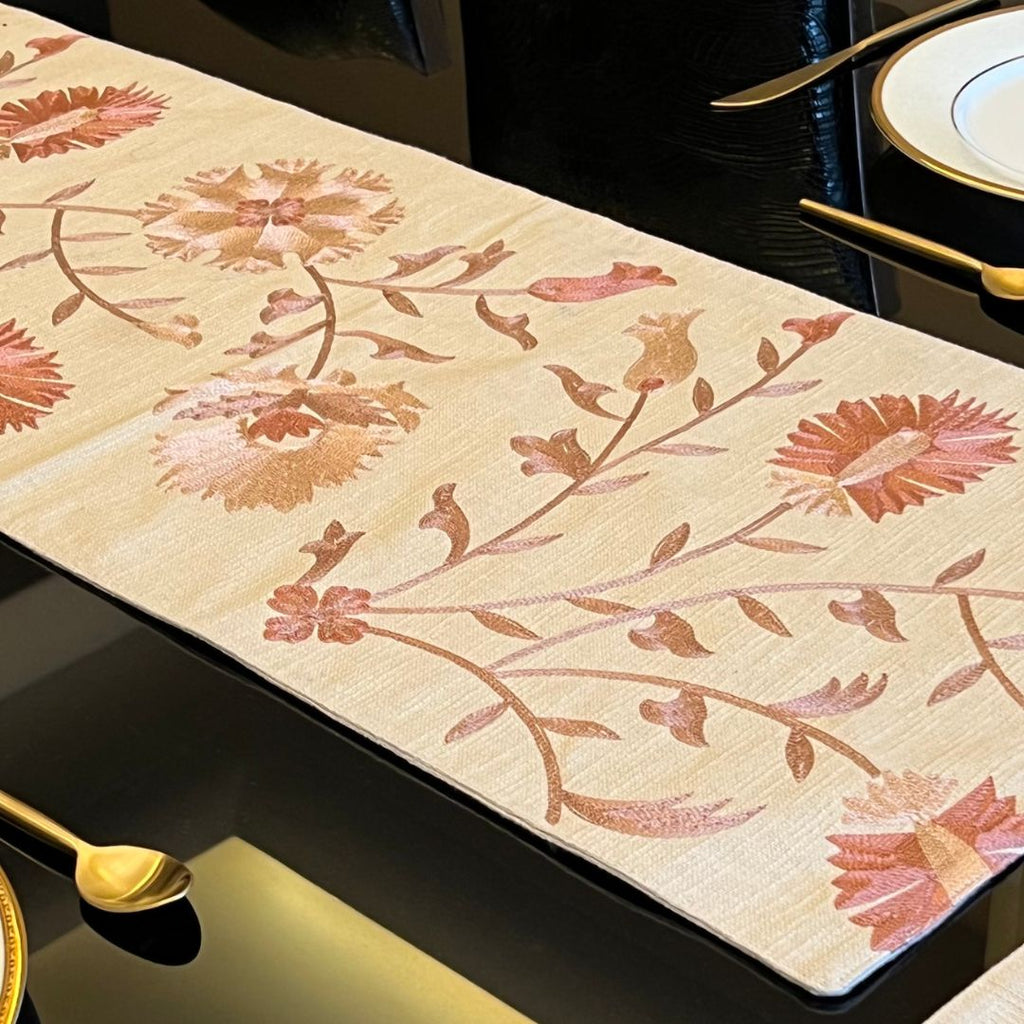 Sadyaska Floral Beige Set 13 Pcs Table Linen