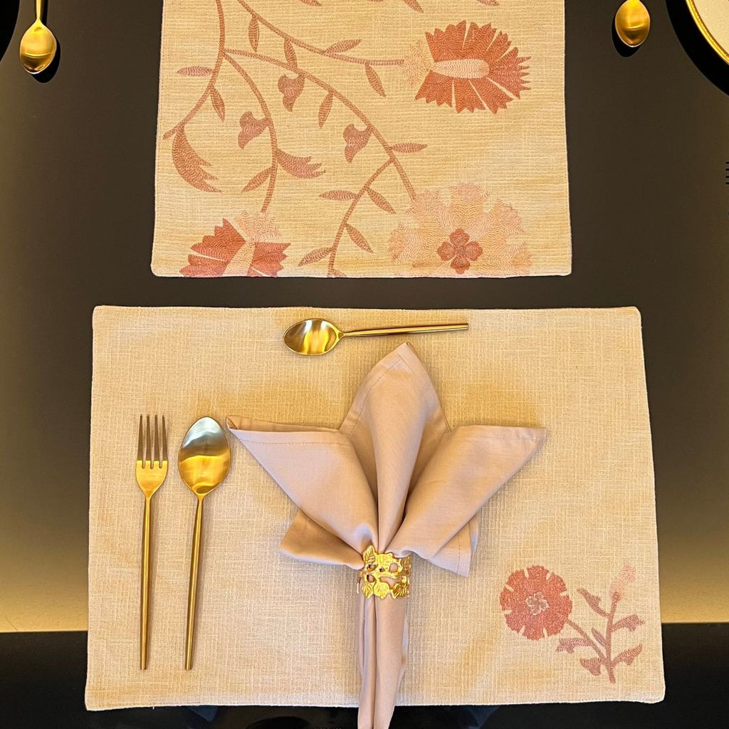 Sadyaska Floral Beige Set 13 Pcs Table Linen