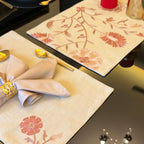 Sadyaska Floral Beige - Set of 2 Placemats & 2 Napkins 1 Pcs Table Linen