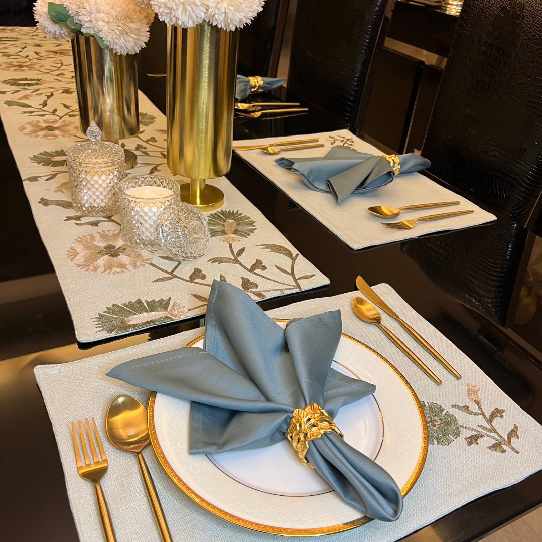 Sadyaska Floral Sage Green Set 13 Pcs Table Linen