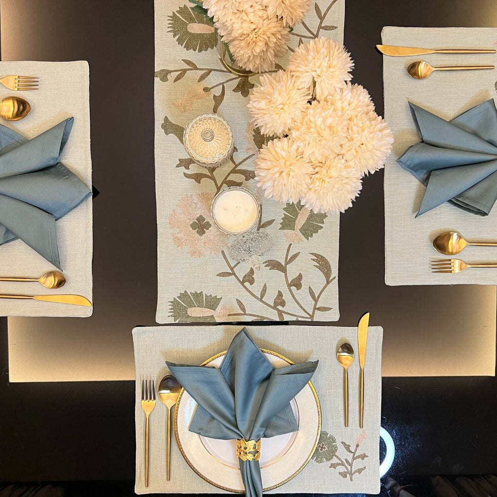Sadyaska Floral Sage Green Table 1 Pcs Runner