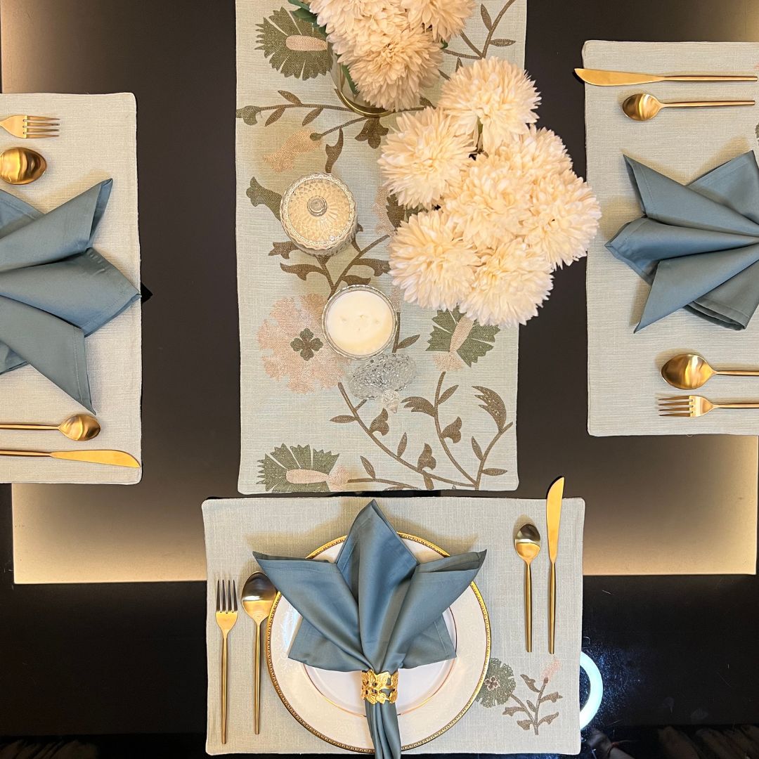 Sadyaska Floral Sage Green Table 1 Pcs Runner