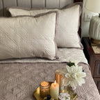 Sadyaska Quilted Beige and Taupe Gizmo Reversible 1 Pcs Bedspread