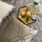 Sadyaska Quilted Beige and Taupe Gizmo Reversible 1 Pcs Bedspread