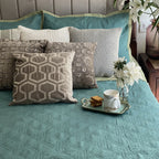 Sadyaska Quilted Turquoise and Lime Green Gizmo Reversible 1 Pcs Bedspread