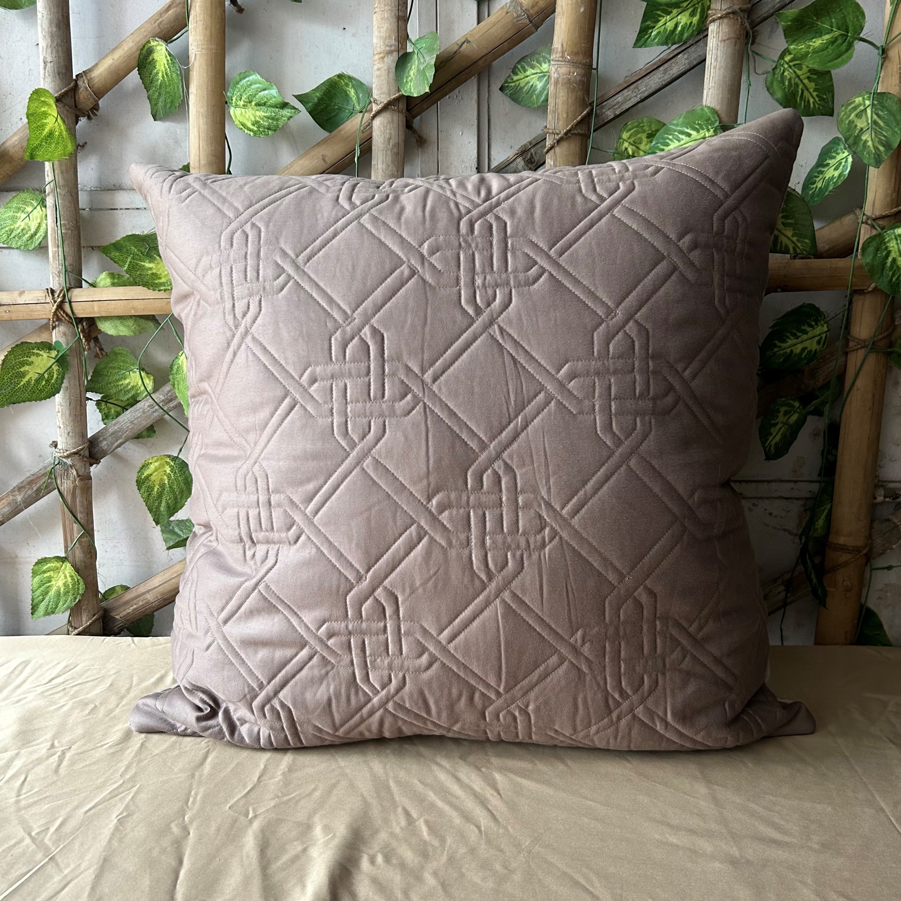 Sadyaska Gizmo Beige and Taupe Quilted Reversible Cotton Rich 1 Pcs Euro Sham