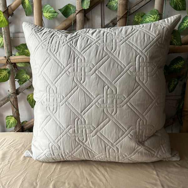 Sadyaska Gizmo Beige and Taupe Quilted Reversible Cotton Rich 1 Pcs Euro Sham