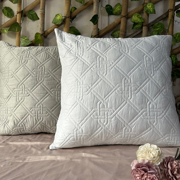 Sadyaska Gizmo Chambray Grey and Ivory Quilted Reversible Cotton Rich 1 Pcs Euro Sham