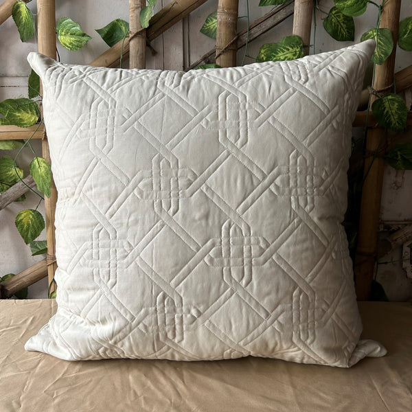 Sadyaska Gizmo Ivory Quilted Reversible Cotton Rich 1 Pcs Euro Sham