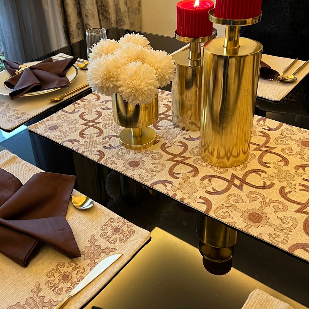 Sadyaska Geo Beige Set 13 Pcs Table Linen