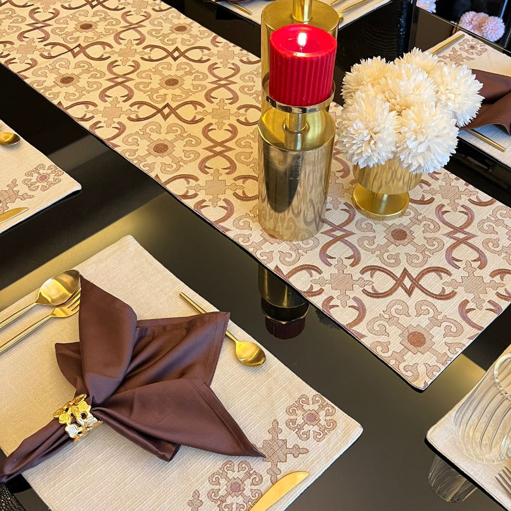 Sadyaska Geo Beige Set 13 Pcs Table Linen