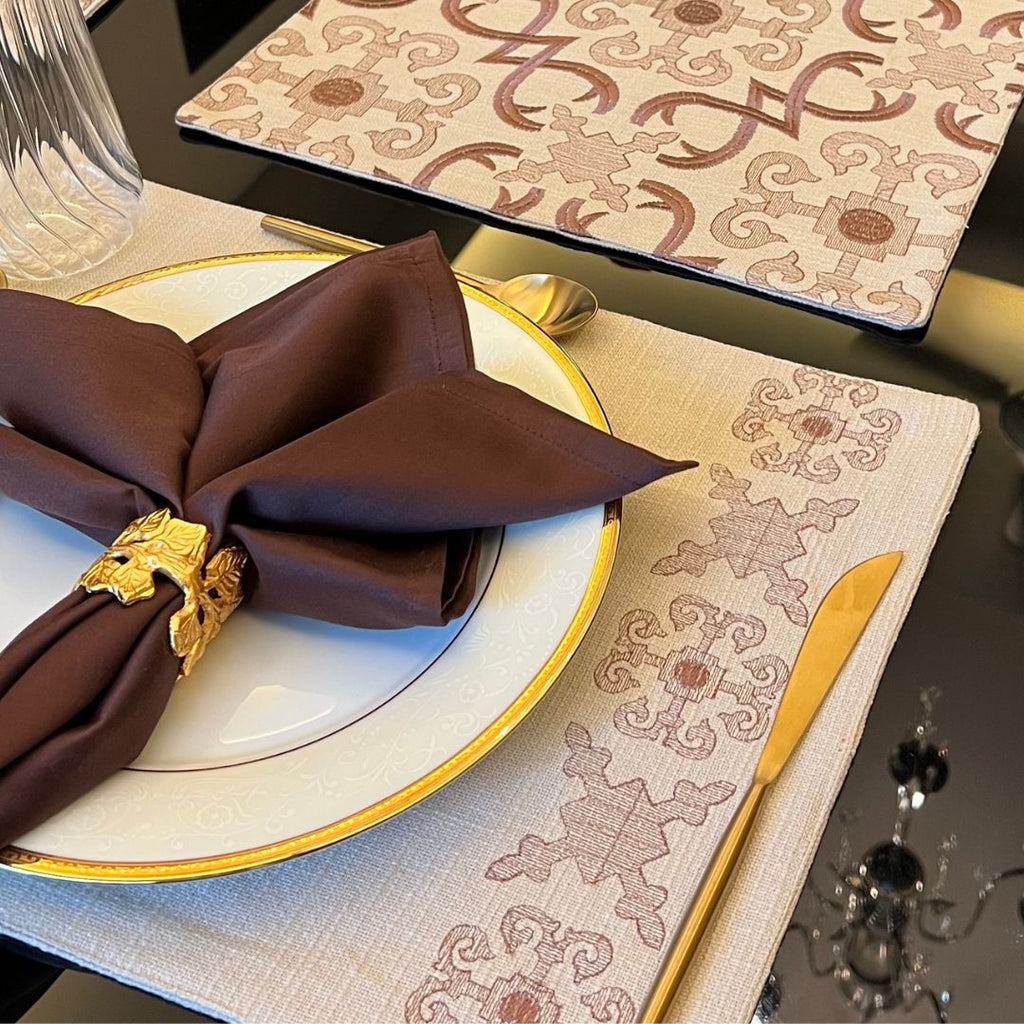 Sadyaska Geo Beige Set 13 Pcs Table Linen