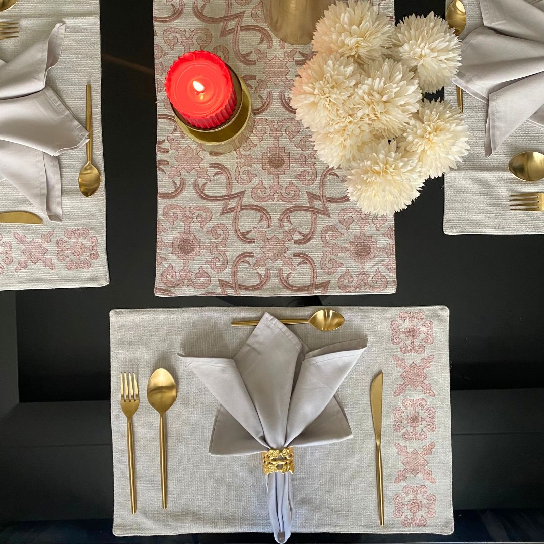 Sadyaska Geo Grey Set 13 Pcs Table Linen