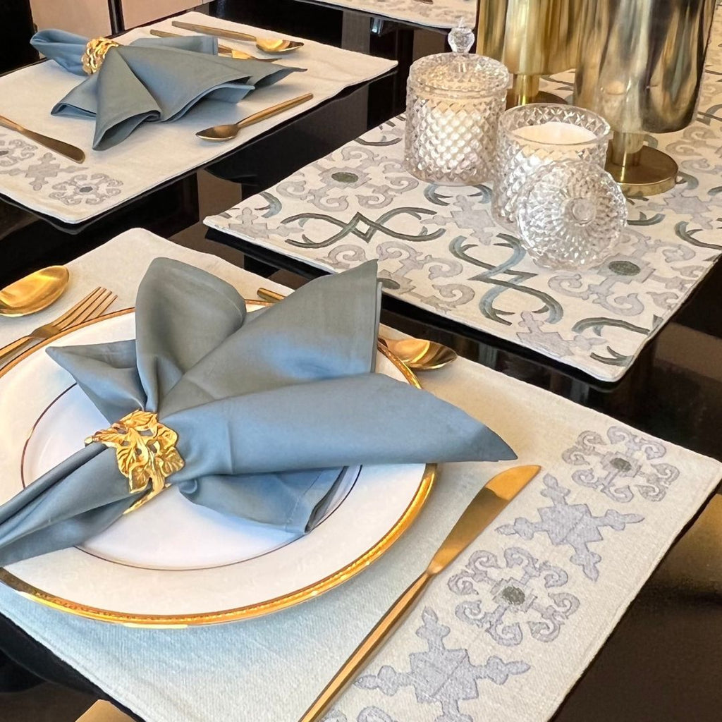Sadyaska Geo Sage Green Set 13 Pcs Table Linen