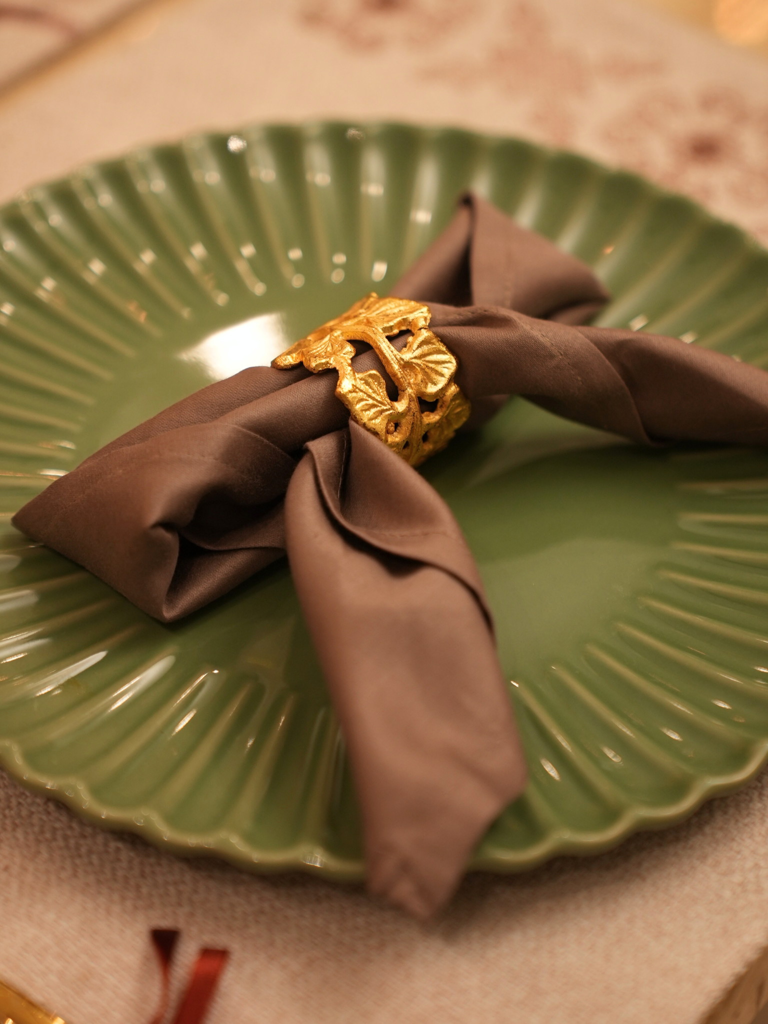 Sadyaska Geo Beige Set 13 Pcs Table Linen