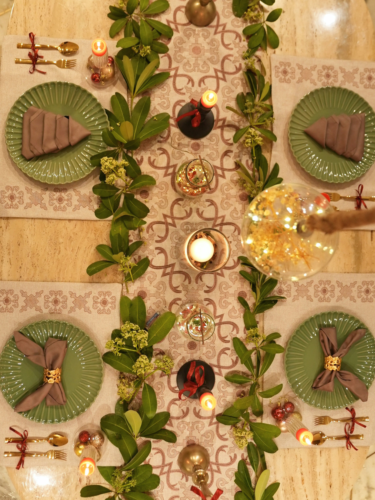 Sadyaska Geo Beige Set 13 Pcs Table Linen