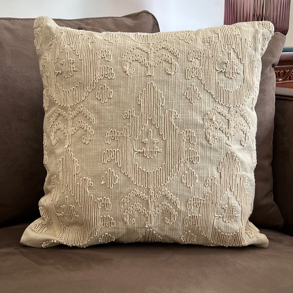 Sadyaska Decorative Grace Beige Cotton Slub 16x16 1 Pcs Cushion Cover