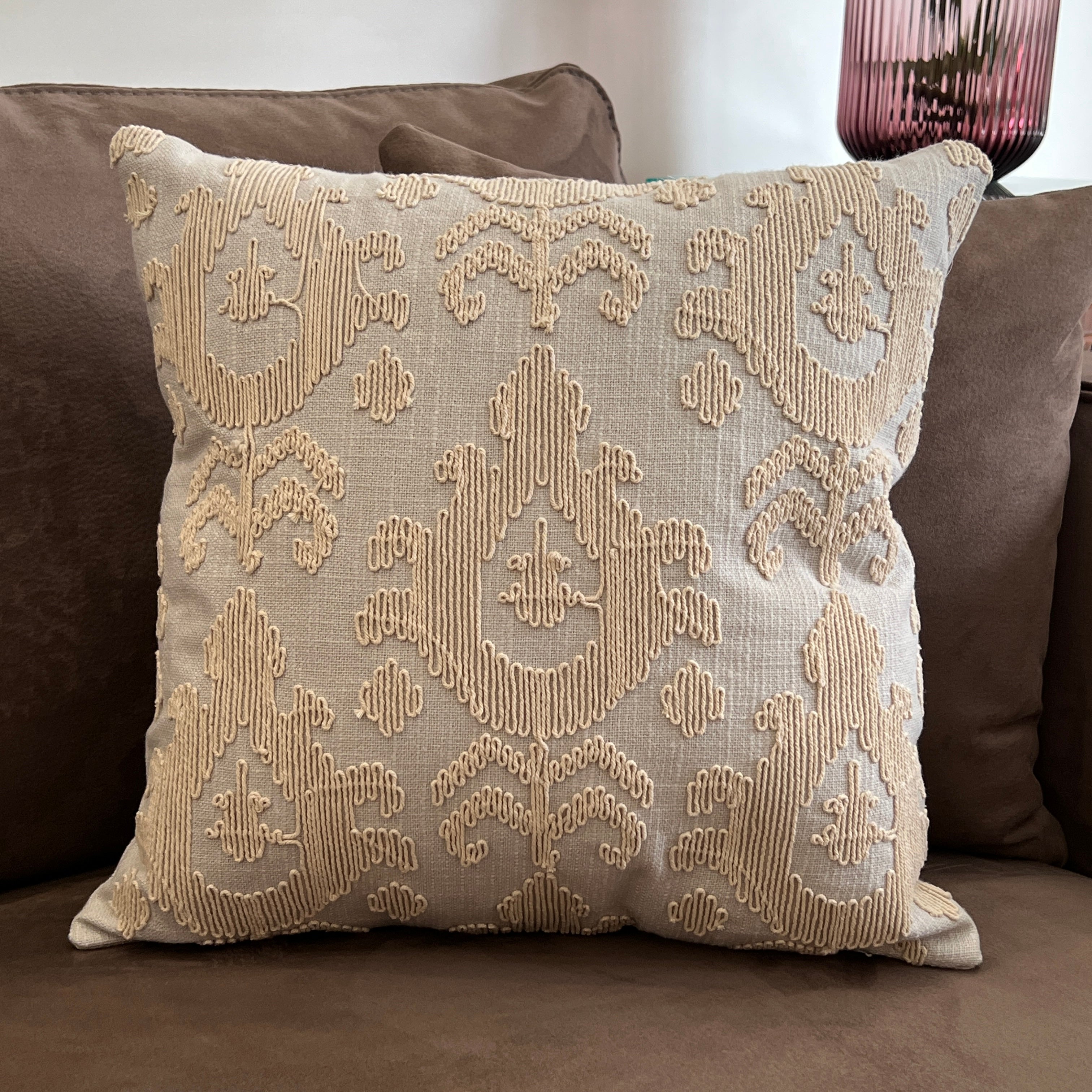 Sadyaska Decorative Grace Grey Cotton Slub 16x16 1 Pcs Cushion Cover