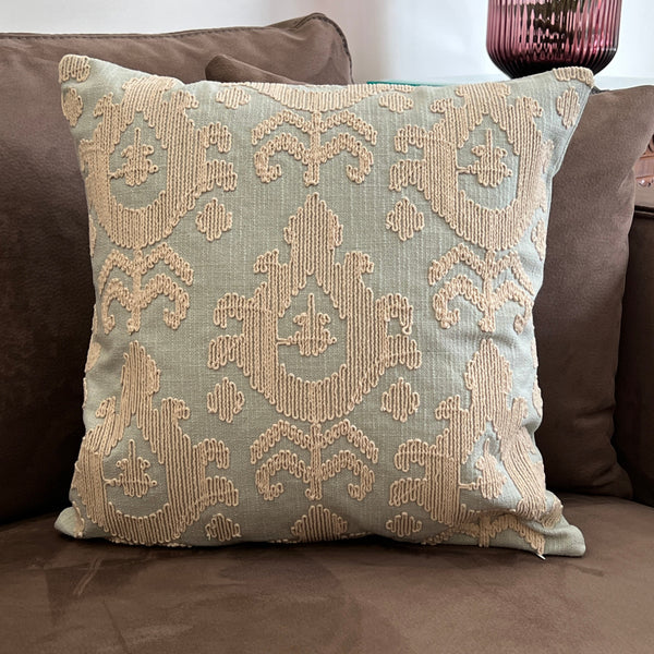 Sadyaska Decorative Grace Sage Green Cotton Slub 16x16 1 Pcs Cushion Cover