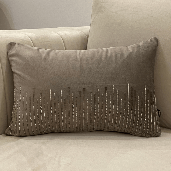Sadyaska Decorative Grandeur Silver Velvet 12x18 1 Pcs Cushion Cover