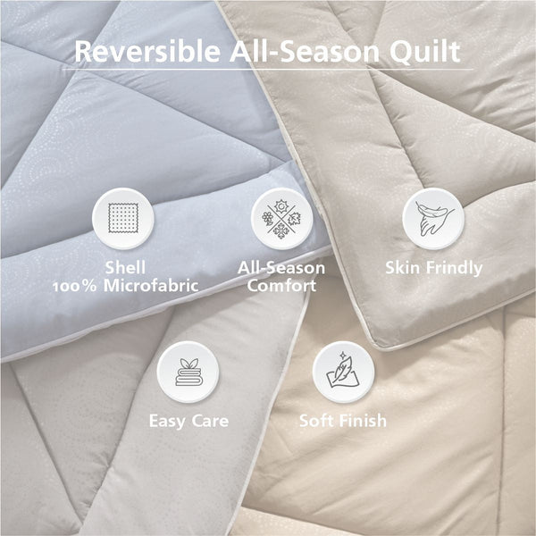 Gravel reversible textured Grey Quilt