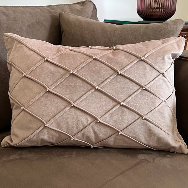 Sadyaska Decorative Grid Onion Pink Velvet 12x18 1 Pcs Cushion Cover