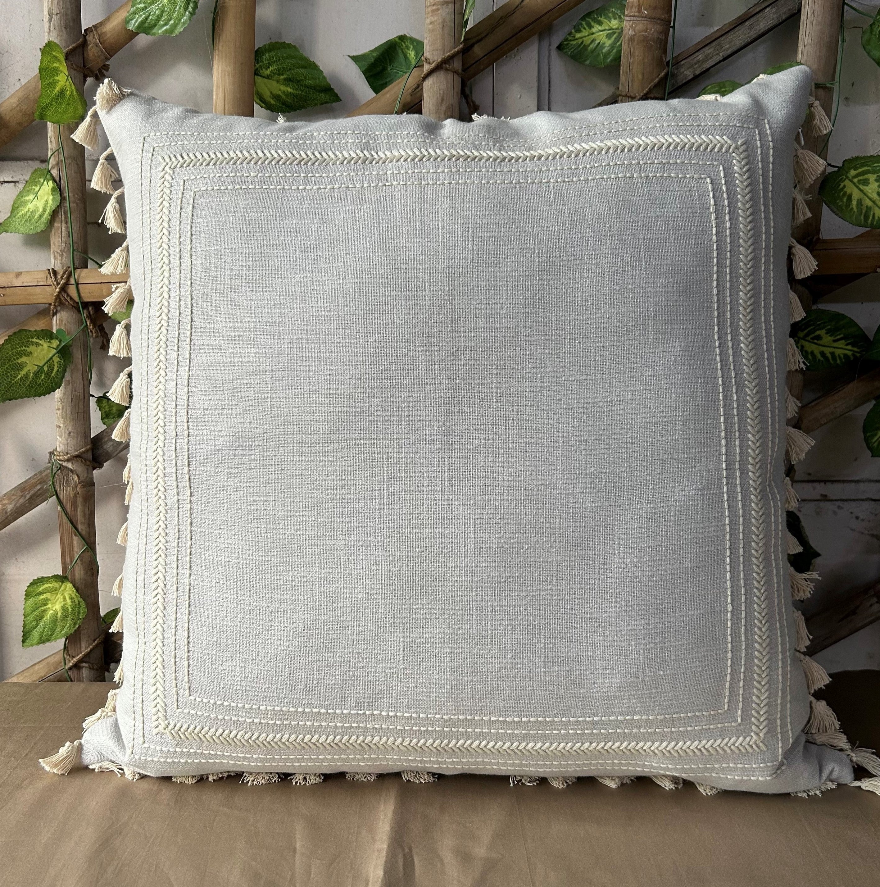 Sadyaska Heritage Grey Embroidered Cotton Slub 1 Pcs Euro Sham