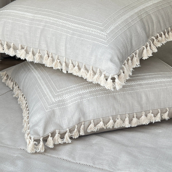Sadyaska Heritage Grey Embroidered Cotton Slub 1 Pcs Euro Sham