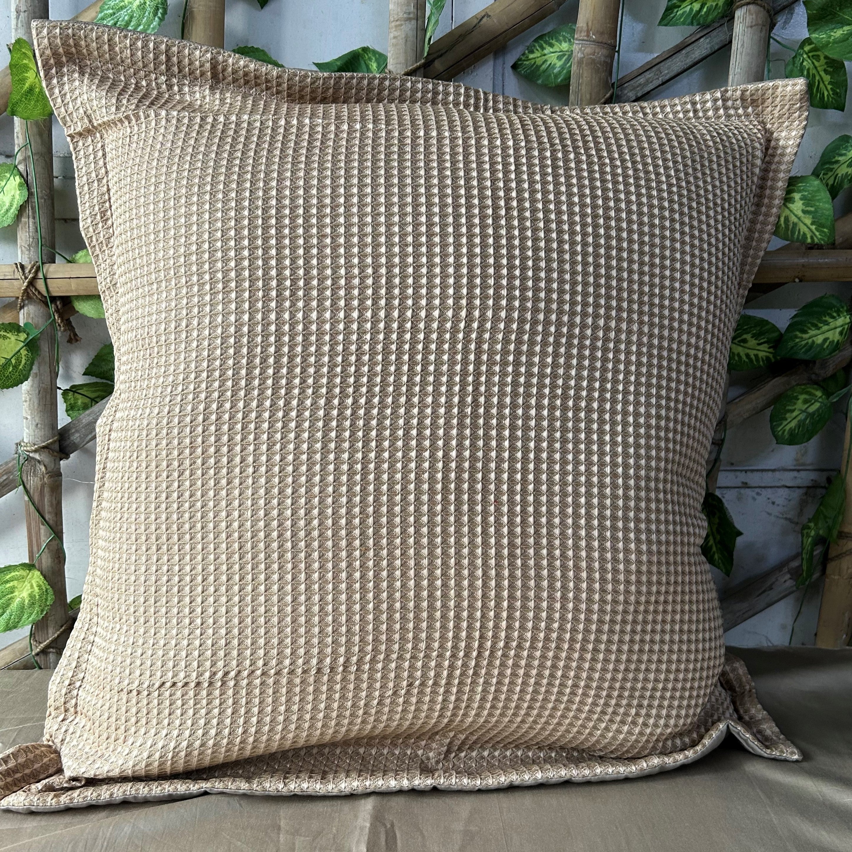 Sadyaska Honeycomb Mocha Woven 1 Pcs Euro Sham