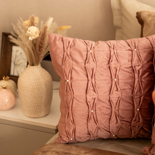 Sadyaska Decorative Hermoso Blush Velvet 16x16 1 Pcs Cushion Cover