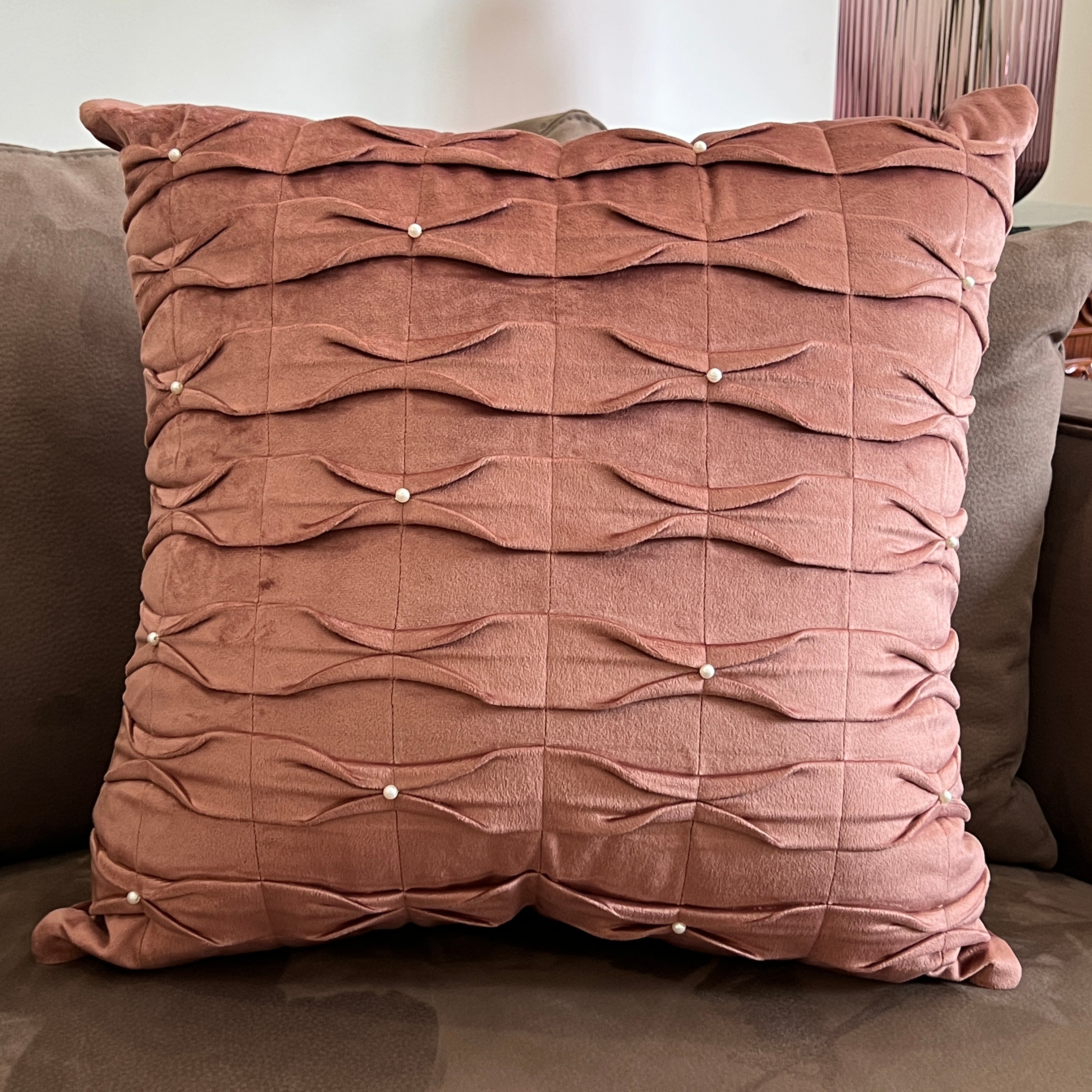 Sadyaska Decorative Hermoso Blush Velvet 16x16 1 Pcs Cushion Cover
