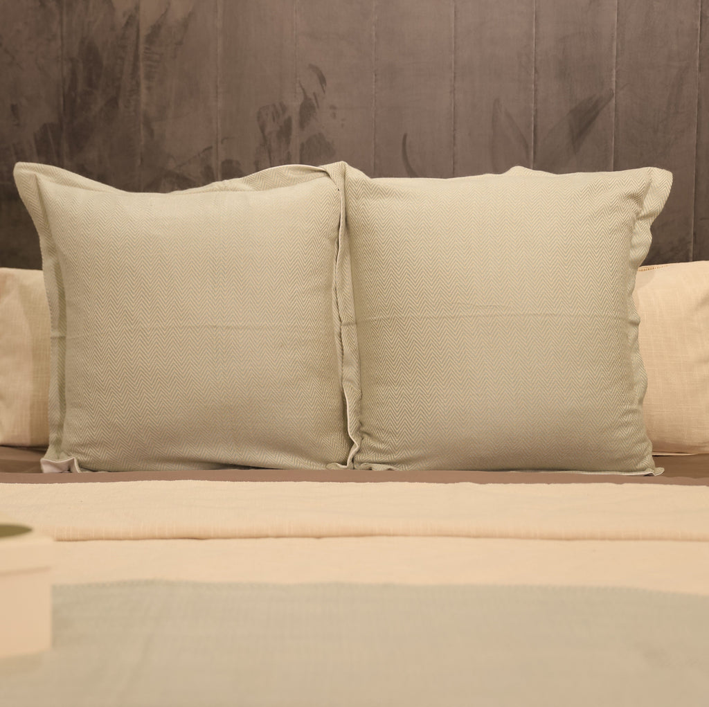 Sadyaska Herringbone Mist Woven Throw with s 1 Pcs Euro Sham