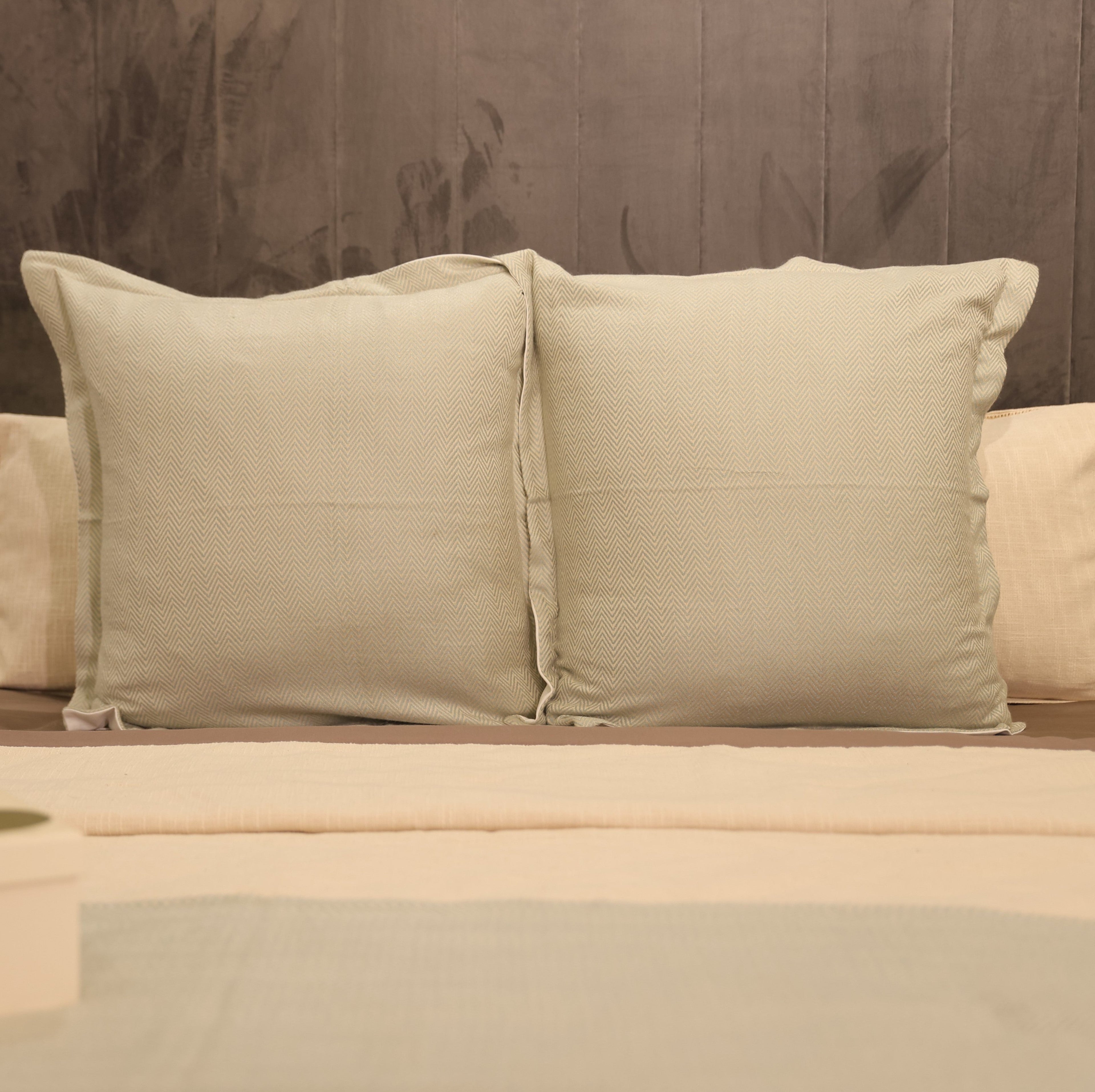 Sadyaska Herringbone Mist Woven Throw with s 1 Pcs Euro Sham
