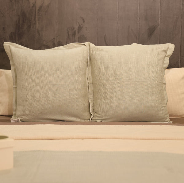 Sadyaska Herringbone Mist Woven Throw with s 1 Pcs Euro Sham