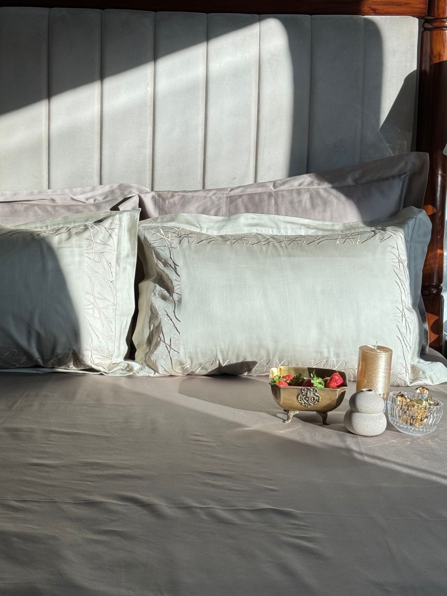 Sadyaska Hope Beige Taupe Desire Cotton Set 5 Pcs Bedsheet